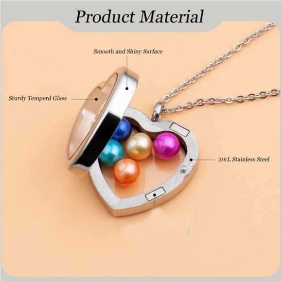 Memory Glass Locket Necklace Set, 2PCS - Picture 2 of 6